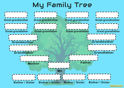 family-tree-with-4-siblings-template-cyan
